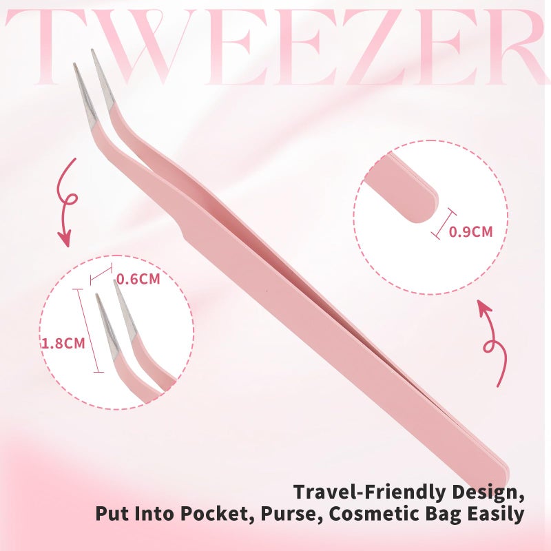FADVAN Lash Cluster Tweezers, Stainless Steel Curved Tip Tweezer, 0.6mm Point tweezers for DIY Lashes, Nail Art, Sticker, Jewelry-Making - Image 3
